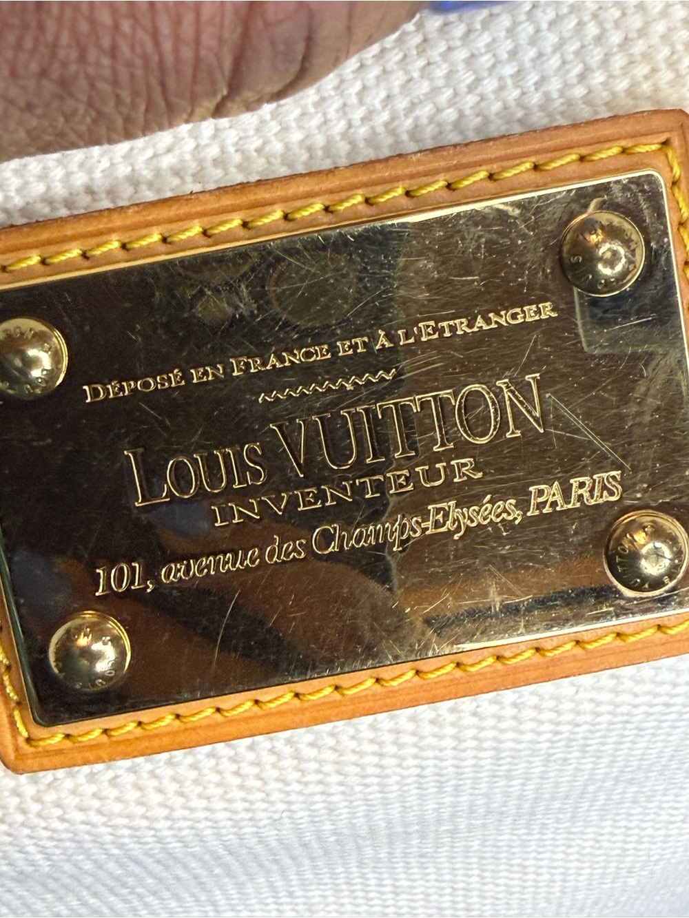 Louis Vuitton Antigua Cabas MM Authentic Canvas Tote Bag – White & Brown - Picture 10 of 16
